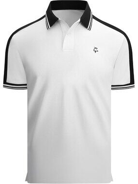Men's White Golf Polo Short Sleeve Performance Stretch Nylon Pique Fit Shirt